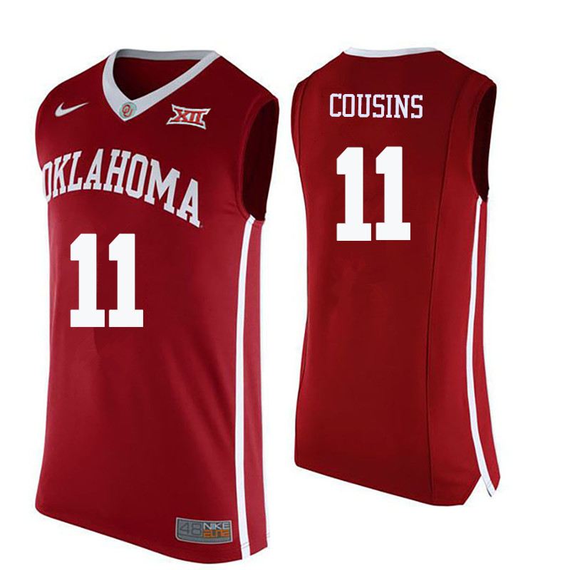 Oklahoma Sooners #11 Isaiah Cousins College Basketball Jerseys-Crimson